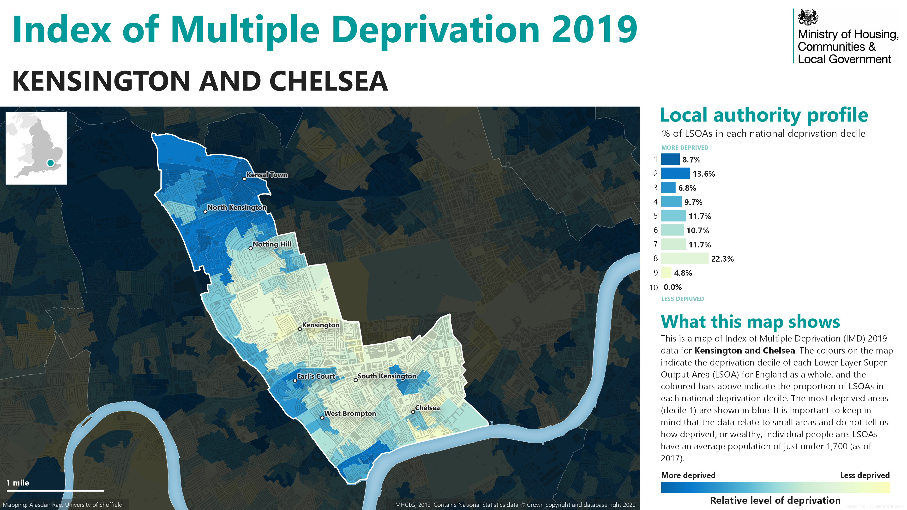 Index of Multiple Deprivation map for Kensington and Chelsea